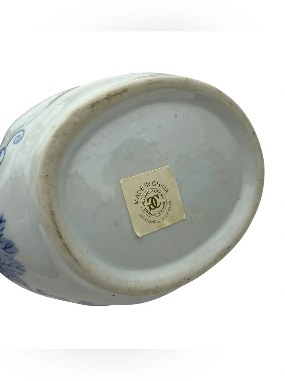 Williams Sonoma Grande Cuisine Blue White Chicken Bud Vase Chinoiserie Decor